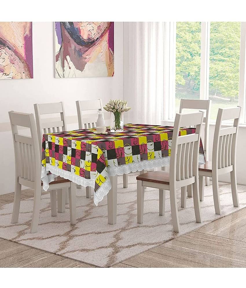 Printed PVC 6 Seater Rectangle Table Cover ( 228 x 152 ) cm Pack of 1 Red