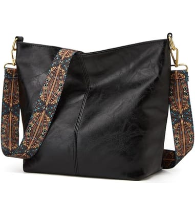 Women's PU Leather Zipper Handbag (Black)-PID63977