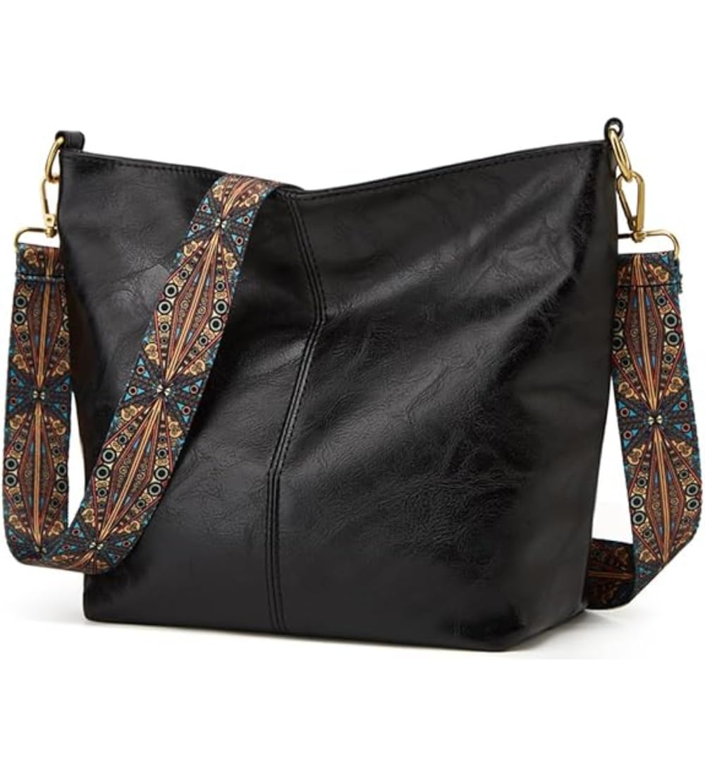 Women's PU Leather Zipper Handbag (Black)-PID63977