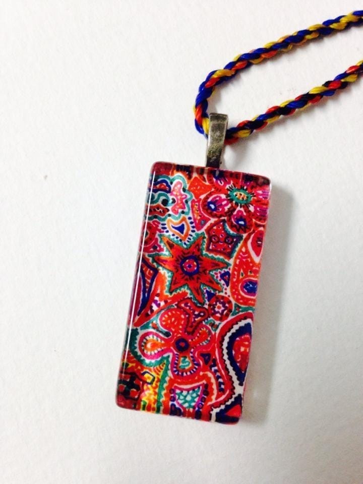 Very-Strawberry Rectangle Glass Pendant