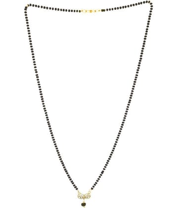 SHANKHRAJ MALL  GOLD PLATED BLACK BEAD TWO DIAMOND FANCY MANAGALSUTRA-100152