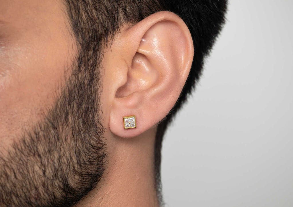 4 Square Matrix Ear Stud For Men (1 Pc Only)