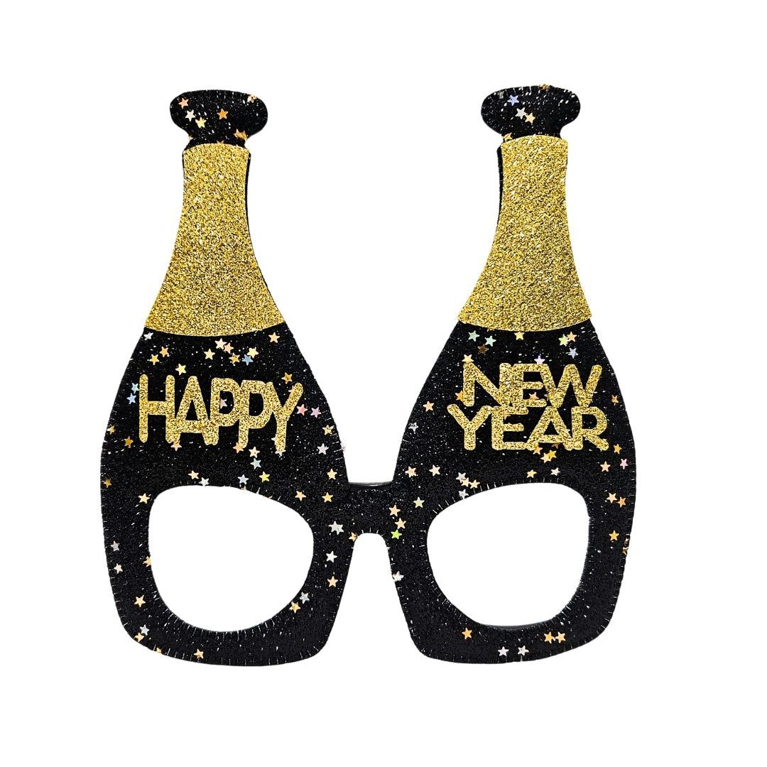Happy New Year Champagne Shaped Glasses - 1PC
