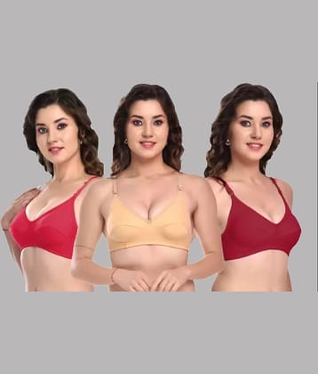 Kiran Enterprises Pack of 3 Cotton Blend Non Padded Women's Everyday Bra ( Multicolor )