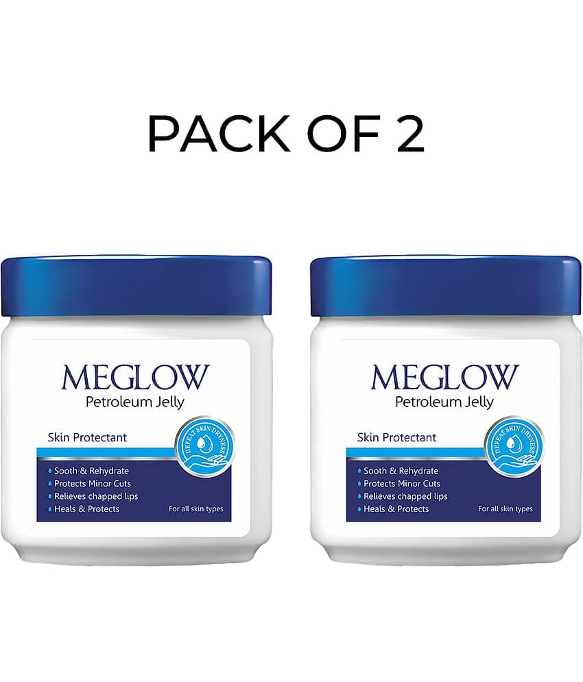 Meglow Petroleum Jelly All Day Long Lasting Moisturizing For Lips & Elbows 100g ( Pack of 2 )
