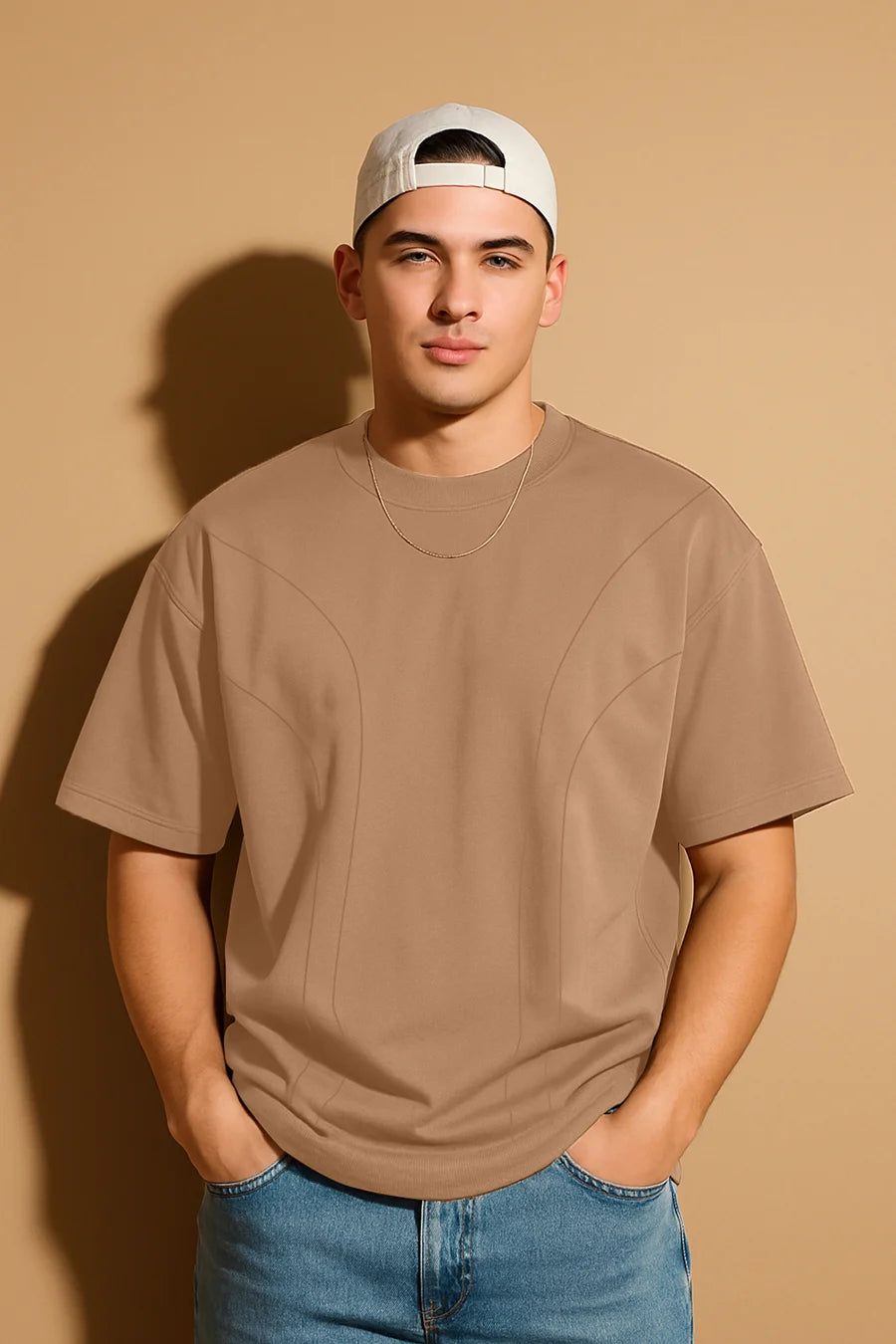 Toffee Brown Oversized T-shirt-XS