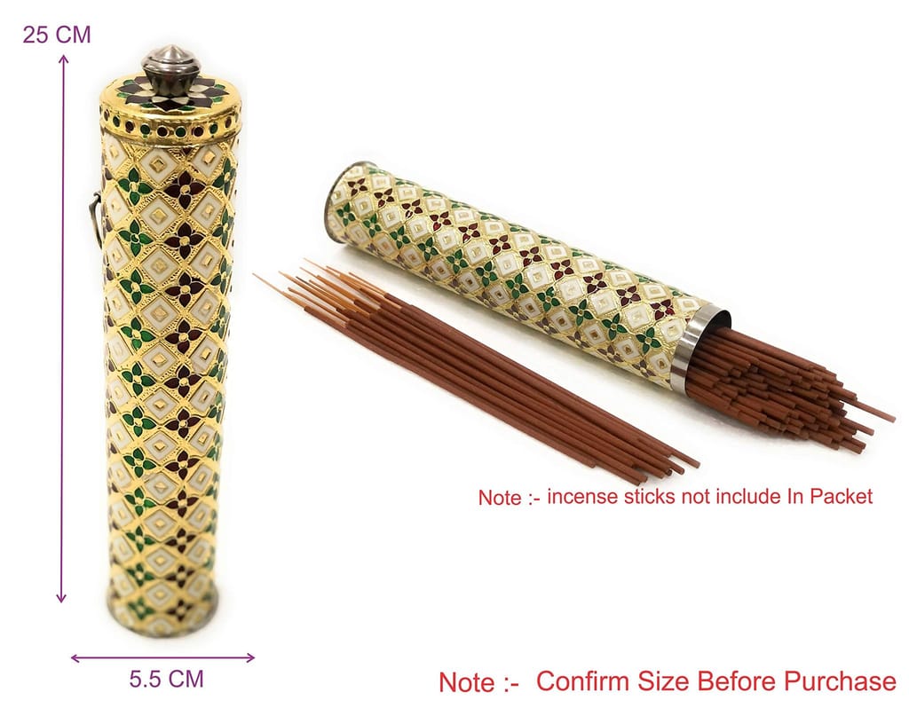 Sophisticated Home - - and - - Decor Navrang Meenakari Stainless Steel Agarbatti Storage Box Hol