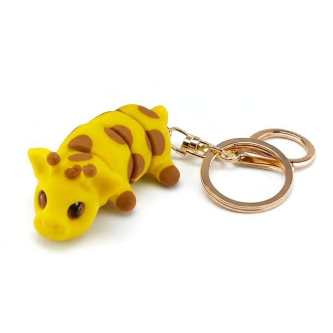 Vinglits Wild Beasts 3D Printed Keychains – Articulated Animal Toys, Pocket-Friendly Keyrings, Stress Relief Desk Toys for Kids & Adults, Collectible Accessories (Lambu - The Giraffe)