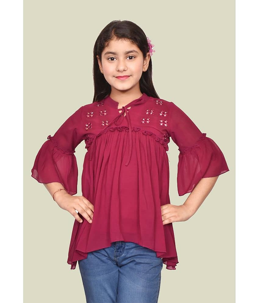 Arshia Fashions Pack of 1 Girls Georgette Top ( Magenta )