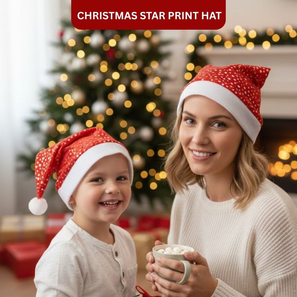 Christmas Star Print Hat - Party and Festive Needs | Buy online on ZillyBuy
