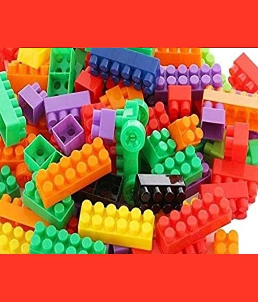 FRATELLI Building Blocks for Children Certified European Safety Standards 100 pcs( 84 Blocks+16wheels) Small Blocks Bag Packing, Best Gift Toy, Block Game for Kids,Boys,Children