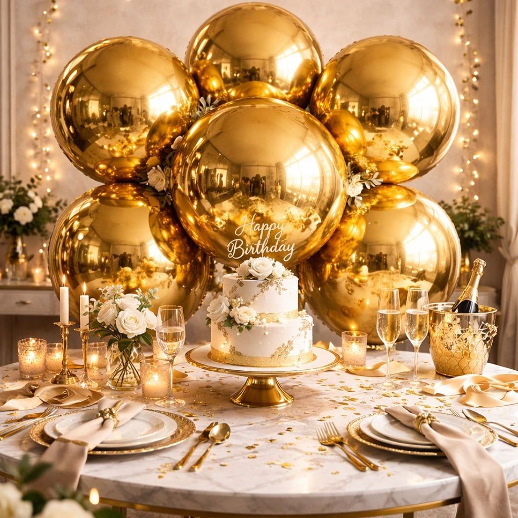 Large Mirror Balls Godlen Orbz Foil Balloon - 60 inches - Party and Festive Needs | Buy online on ZillyBuy