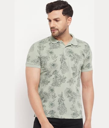 The Million Club Pack of 1 Cotton Blend Regular Fit Printed Half Sleeves Men's Polo T Shirt ( Sea Green )
