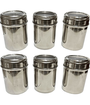 Dynore see through Dabbi Steel Silver Utility Container ( Set of 6 )