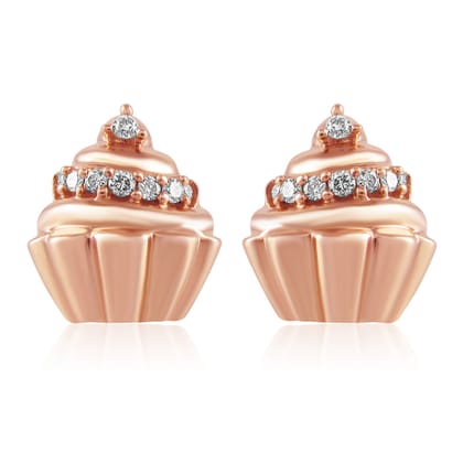 Senco Gold Chocolate Cup Cake Kids Diamond Studs (1.9 gram / 0.08 Ct / HI-SI / 18K Rose Gold)