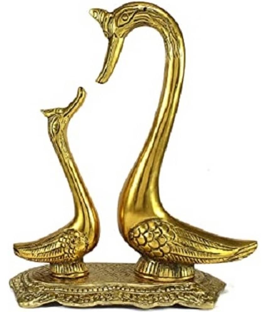 Fashion Bizz Metal Love Birds Swan Pair Of Kissing Duck Decorative Showpiece - 22 cm