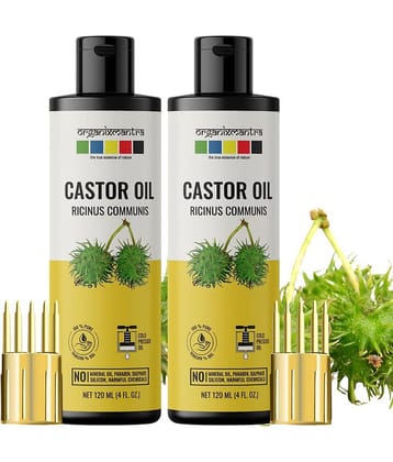 Organix Mantra Castor Oil, Cold Pressed Organic Oil, 120ML x 2