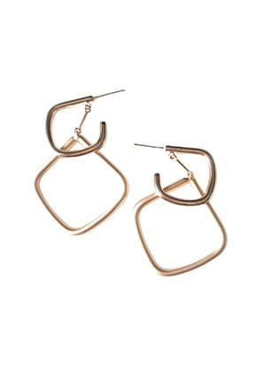 Gold-Plated Geometric Hoop Earrings, Modern Minimalist Design, Lightweight Fashion Jewelry for Women