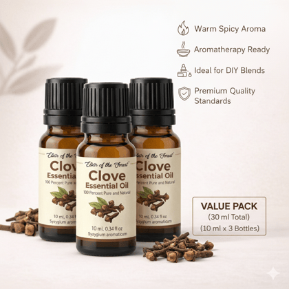 Elixir of the Forest Clove Essential Oil | 30 ml (10 ml x 3) | Combo Value Pack | 100% Pure Steam Distilled | Aromatherapy, Hair & Body Massage, DIY Blends