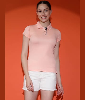 EPPE Women Polyester Solid Regular Fit Polo Collar T-Shirt ( Pink )