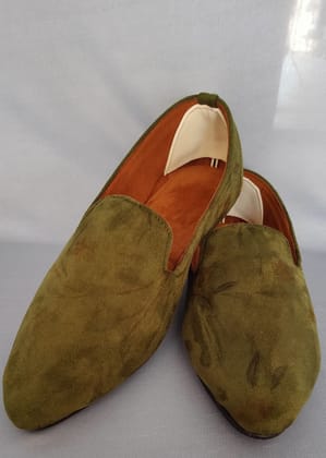 Mehndi Green Designer Loafer Shoes for Men's-Green / 6