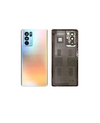 Back Glass Panel for Oppo Reno 6 Pro Aura White with Camera Lens Module and Self Adhesive Tape