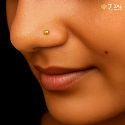 3mm / 4mm 18k Gold Ball Nose Pin Nose Piercing Thin Tiny Nose Stud np117-3mm