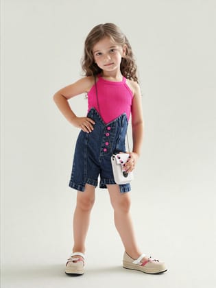 Girl’s Imported Hot Pink Co-Ord Set (With Leather Purse) [GCS-7750](2 -10Year)-2-3Y (Size - 20) / Imported