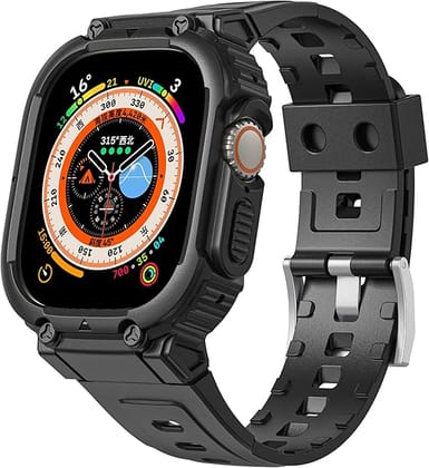 Premium Sporty TPU Case Band By iSerieshubCompatible For Apple Watch-49MM / Black