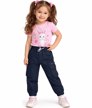 ICONIC ME Girls Cotton Jeans ( Pack of 1 , Navy Blue )