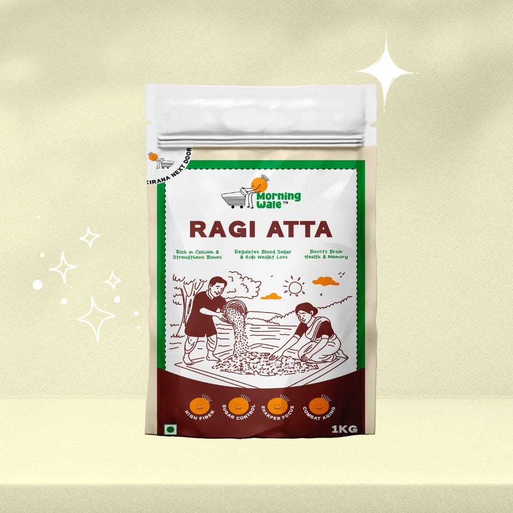 Morning Wale Ragi Atta (1kg) | Calcium-Rich Finger Millet Flour | For Rotis & Porridge