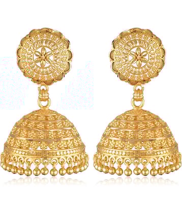 Vighnaharta Golden Jhumki Earrings ( Pack of 1 )