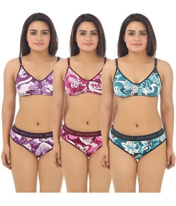 TCG Multi Color Cotton Bra & Panty Set Pack of 3
