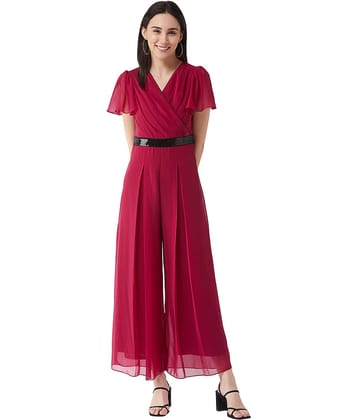 Miss Chase Pink Georgette Jumpsuit -
