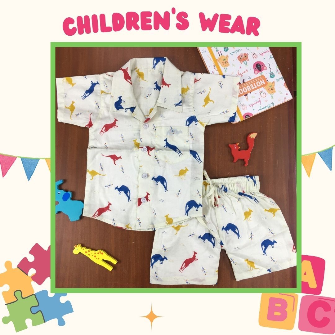Kids Shirt & Short set - Jumping Kangaroo-1 - 1.5 year