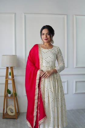 Party Wear Beautiful Anarkali Gown, Bottom And Dupatta