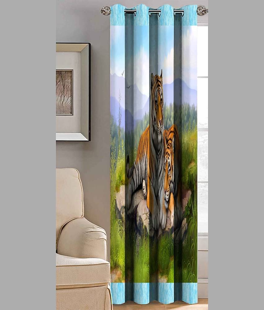 BELLA TRUE Printed Semi-Transparent Eyelet Curtain 7 ft Pack of 1 Multicolor