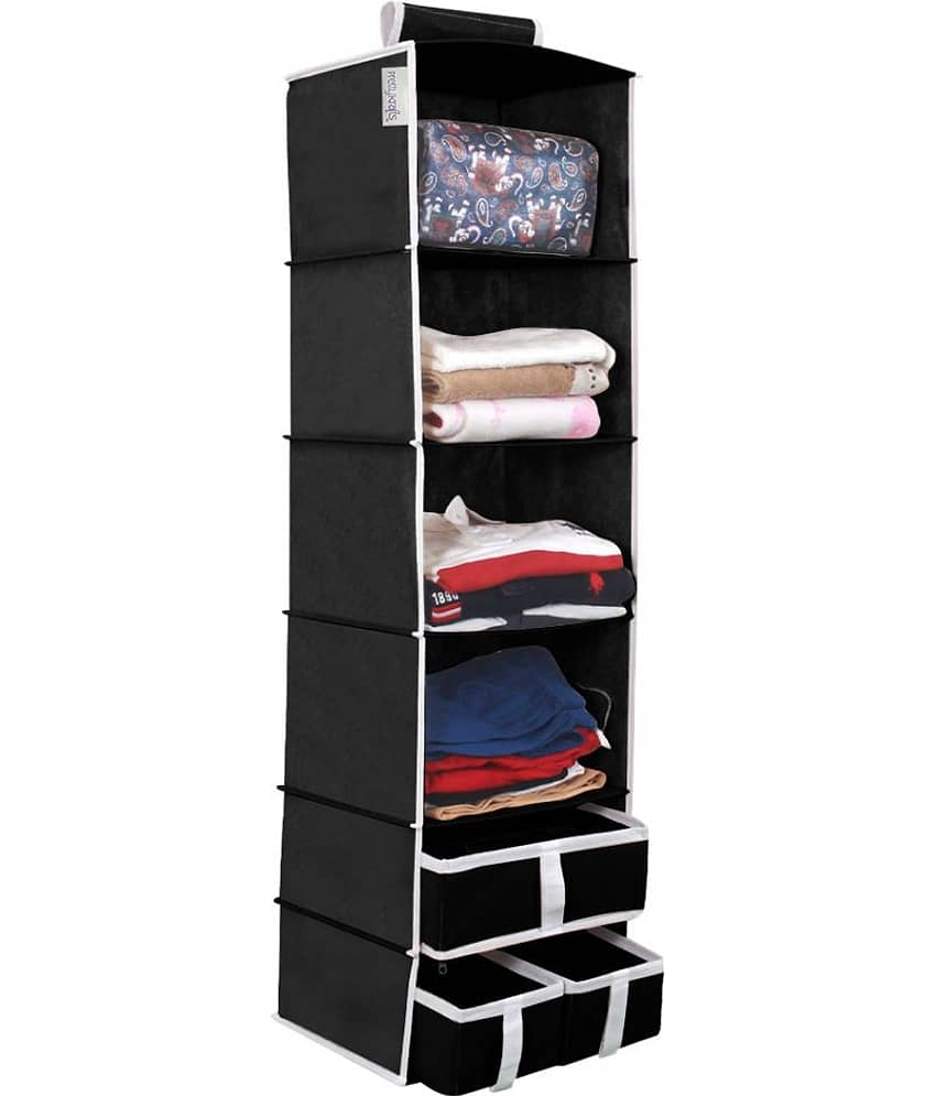PrettyKrafts Hanging Rack 6 Shelf with drawer for regular garments, Shoes Storage Cupboard Accessories Organizer