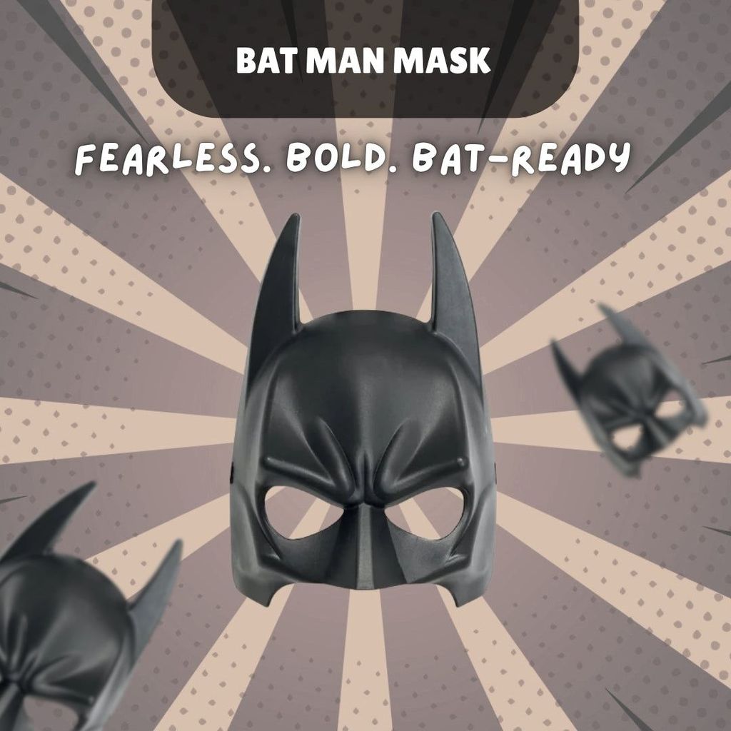 Superhero Half Face Mask for Halloween Masquerade, Standard (Black) -1PC - Party and Festive Needs | Buy online on ZillyBuy