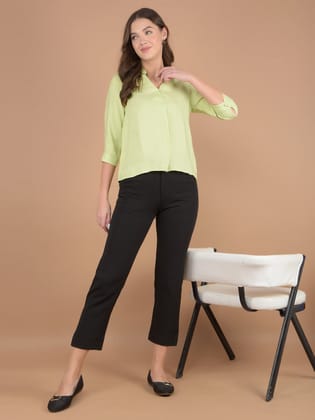 Black Straight Stretchable Trousers-30 / Black