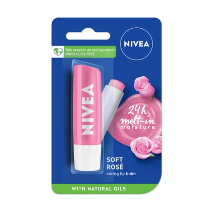 NIVEA Soft Rose Shine 4.8g Lip Balm|24 H Melt in Moisture Formula|Natural Oils|Glossy Finish,4.8 g (Pack of 1) NIVEA Soft Rose Shine 4.8g Lip Balm|24 H Melt in Moisture Formula|Natural Oils|Glossy Finish,4.8 g (Pack of 1) - Rose / 4.8 g (Pack of 1)