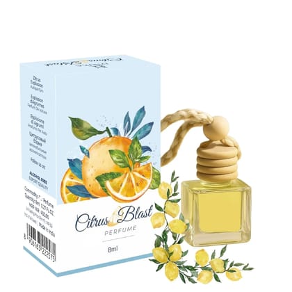 Citrus Blast Car Freshener Aroma Oil Citrus Blast Hanging Car Perfume 8ML  Zesty Lemon & Orange Essential Oil Car Freshener with Wooden Diffuser Cap