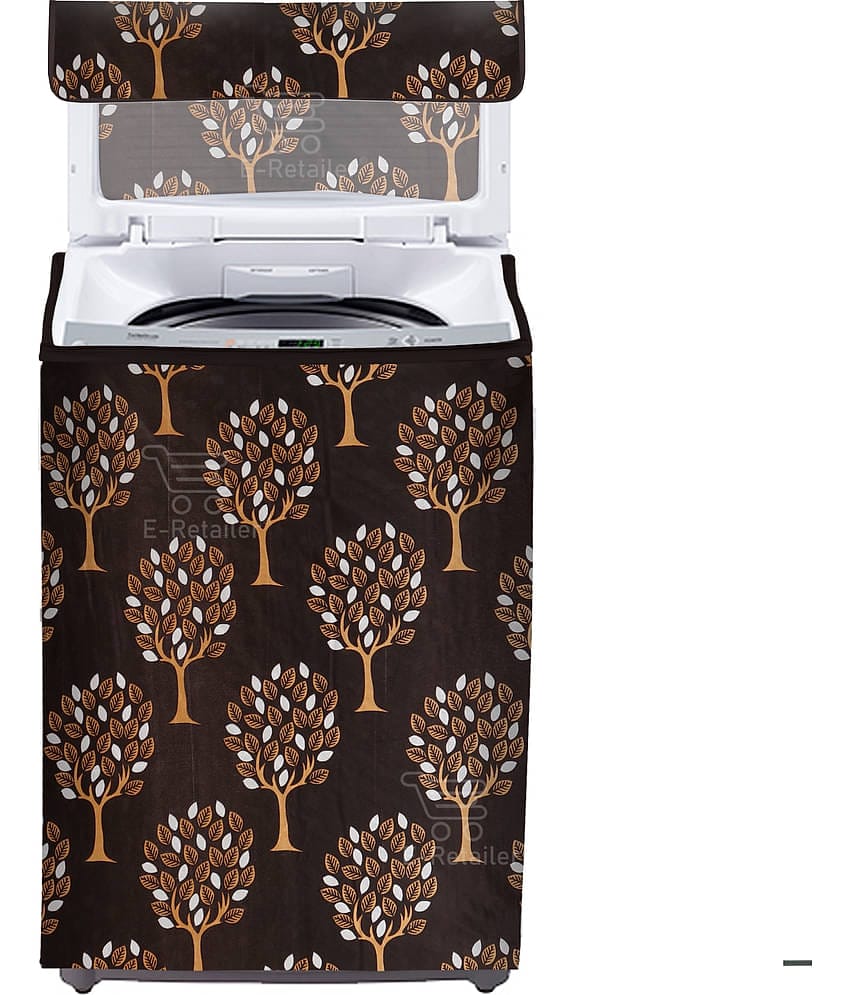 E-Retailer Single Polyester Brown Washing Machine Cover for Universal 8 kg Top Load