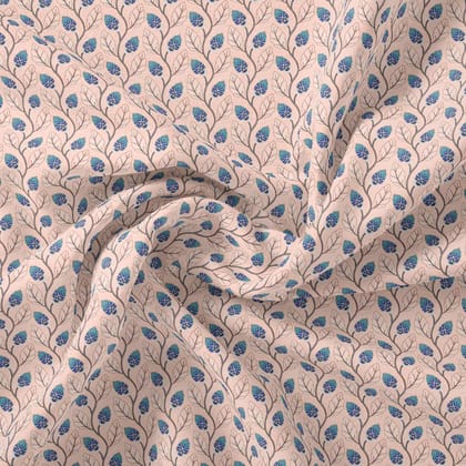 Peach Leaves Pashmina Printed Fabric