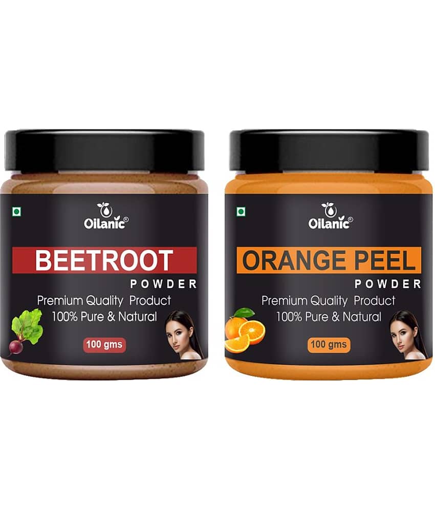 Oilanic 100% Pure Beetroot Powder & Orange Peel Powder For Skin Hair Mask 200 g Pack of 2