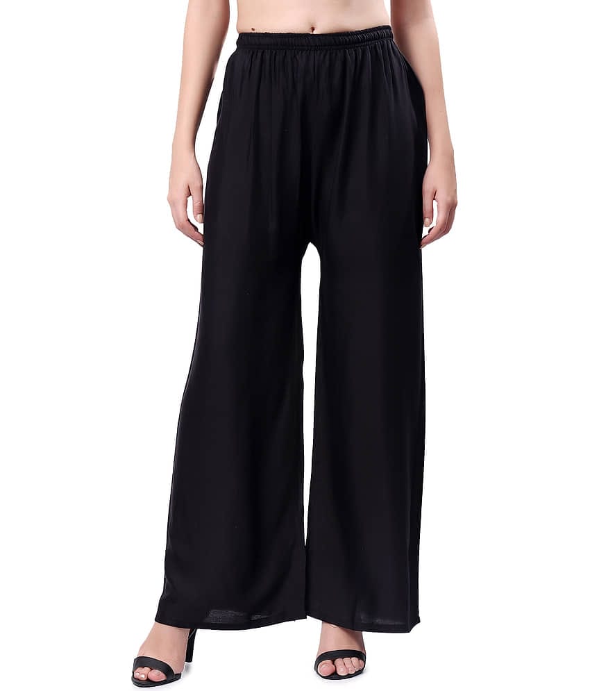 VIKESA Women Rayon Solid Palazzos ( White )