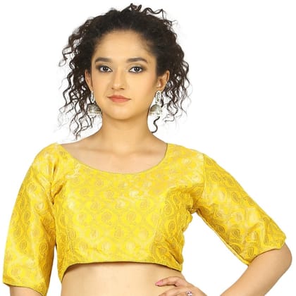 TheHangr Yellow Gold Brocade Blouse -  36