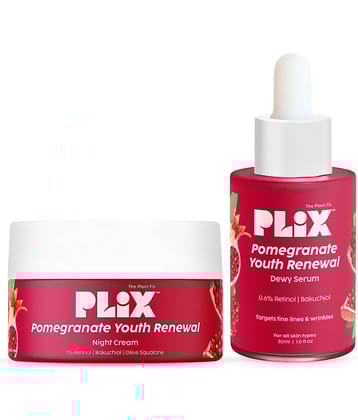 Plix 0.6% Retinol Face Serum & 1.20% Retinol Night Cream Combo Reduces Fine Line & WrinklesPack of 2
