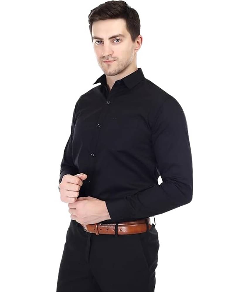 XJARVIS Cotton Slim Fit Full Sleeves Men's Formal Shirt - Black ( Pack of 1 )