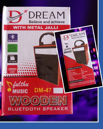 Dream Fulthu Music DM-47 Wooden Bluetooth Speaker (With Metal Jalli)
